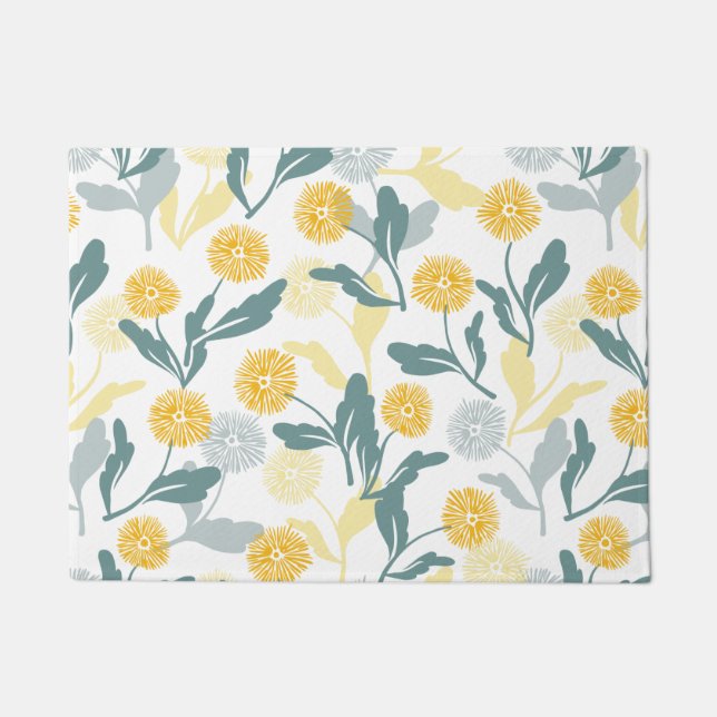 Dandelion floral pattern white ver doormat (Front)