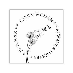 Dandelion floral Save the date Wedding Self-inking Stamp