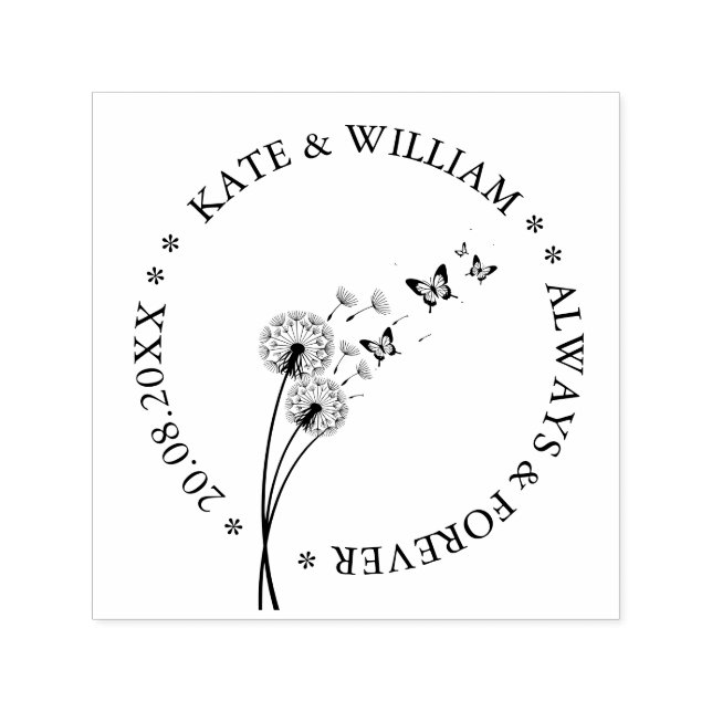 Dandelion floral Save the date Wedding Self-inking Stamp (Design)