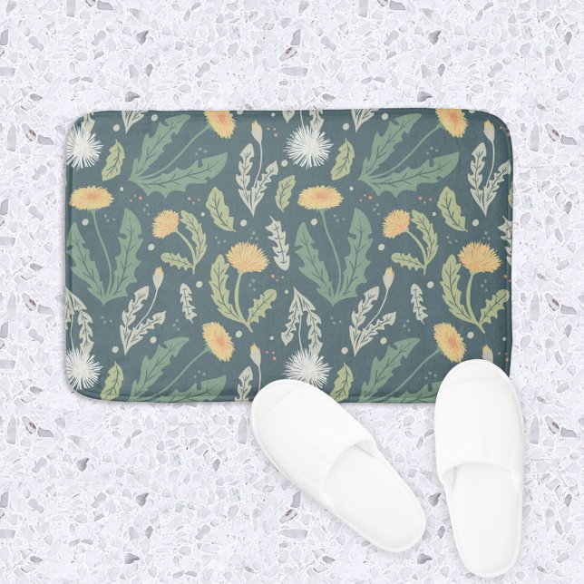 Dandelion Floral Weed Pattern Bath Mat (Dandelions Pattern Bath Mat)
