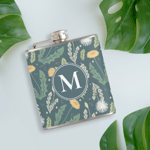 Dandelion Floral Weed Pattern Hip Flask