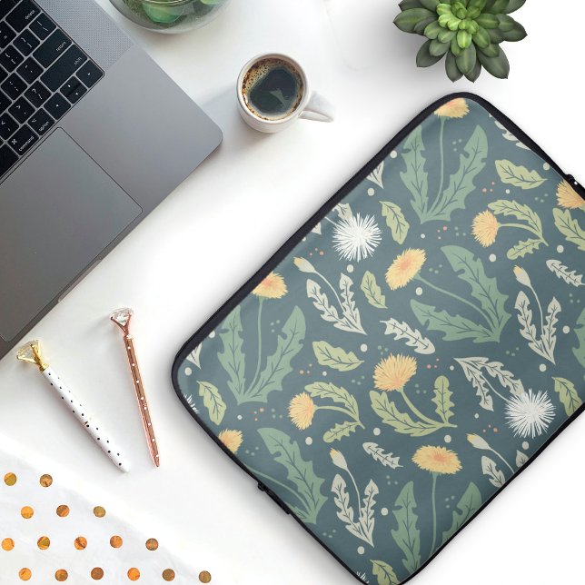 Dandelion Floral Weed Pattern Laptop Sleeve (Dandelion Pattern Laptop Sleeve)