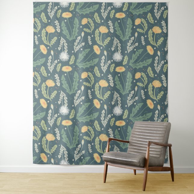Dandelion Floral Weed Pattern Tapestry (In Situ)
