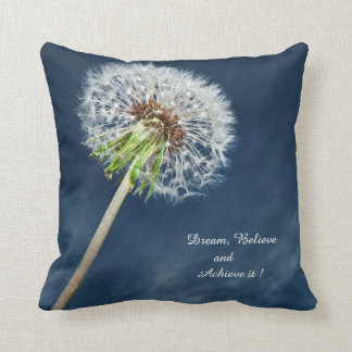 dandelion flower and motivational pillow