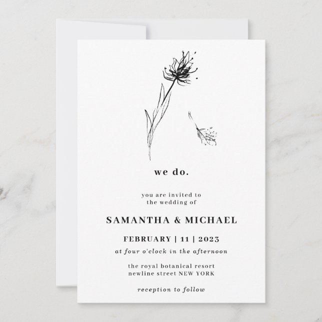 Dandelion Flower Clear Indie Botanical we do Invitation (Front)