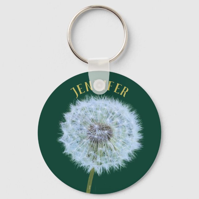 Dandelion Flower Dandelion Clock Personalized Key Ring (Front)