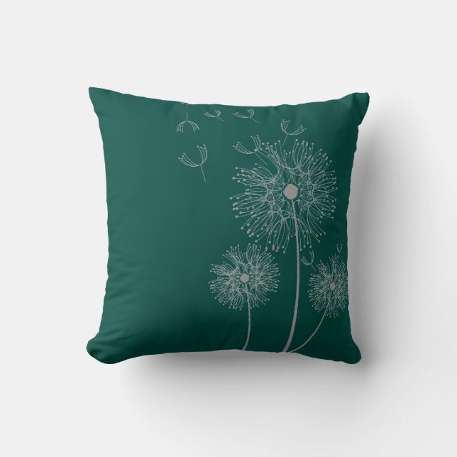 Dandelion flower on teal cushion (Front)
