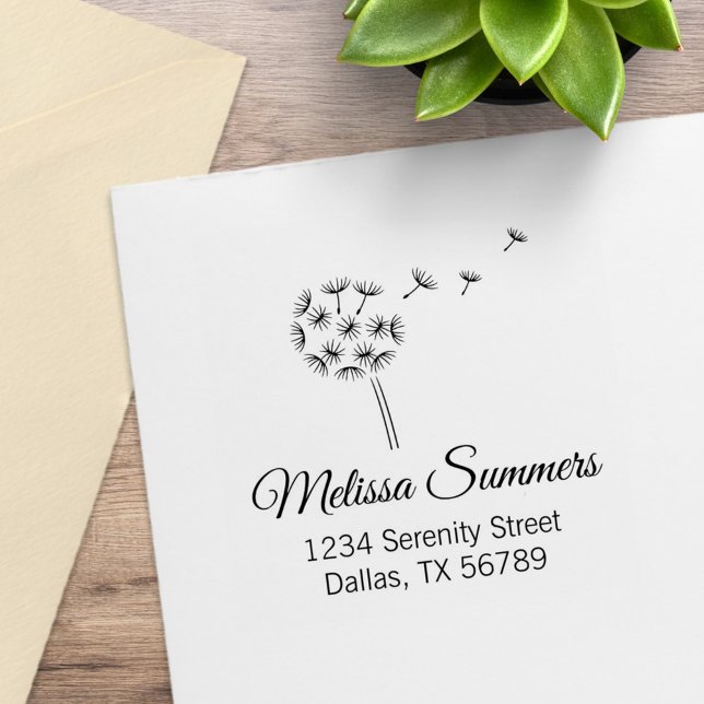 Dandelion Flower Parachutes Address Rubber Stamp (Creator Uploaded)