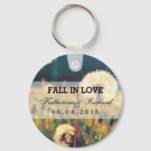 Dandelion Flower Wedding Favor Keepsake Keychain