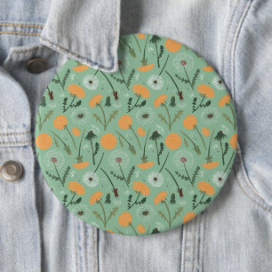 Dandelion Flowers Orange Floral Pattern 6 Cm Round Badge