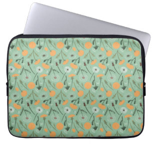 Dandelion Flowers Orange Floral Pattern Laptop Sleeve