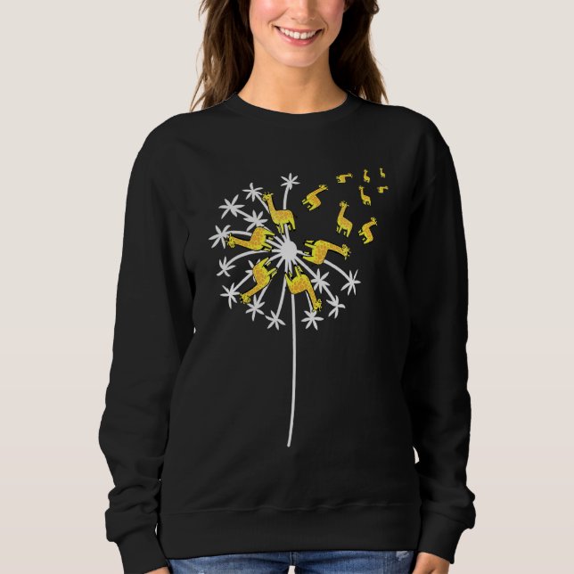 Dandelion Flying Giraffe Flower Wildlife Zookeeper Sweatshirt (Front)