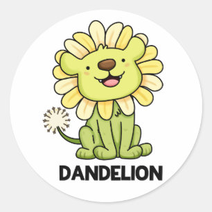 Dandelion Funny Lion Pun  Classic Round Sticker