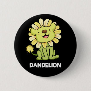 Dandelion Funny Lion Pun Dark BG 6 Cm Round Badge