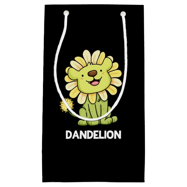 Dandelion Funny Lion Pun Dark BG Small Gift Bag (Front)