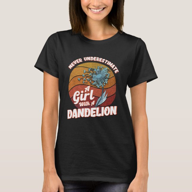 Dandelion Gardener Girl Flower Motif Dandelion Gar T-Shirt (Front)