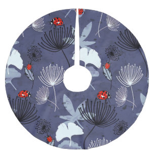 Dandelion Ginkgo: Abstract Hand Drawing Brushed Polyester Tree Skirt