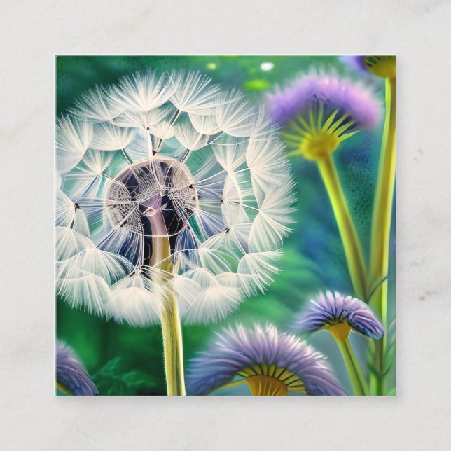 Dandelion Graphic Square Business Card (Front)