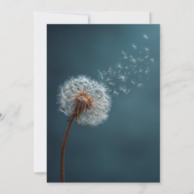 Dandelion Greeting Card on a Blue Background  (Front)