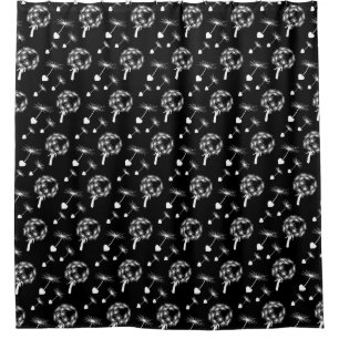 Dandelion Heart Seeds Pattern Shower Curtain