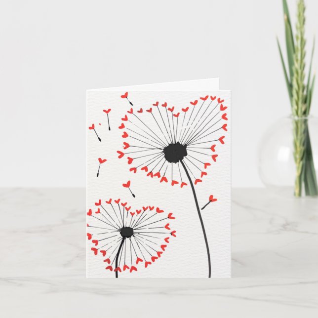Dandelion Hearts Valentine's Day Card (Front)