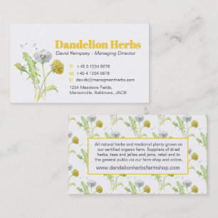 Dandelion herbs grower farmer business cards