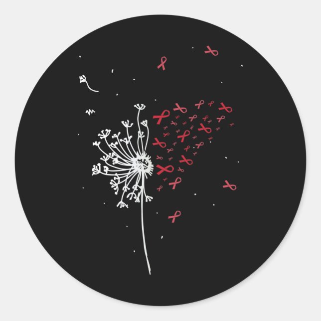 Dandelion HIV Aids Brain Aneurysm Stroke Cool Awar Classic Round Sticker (Front)