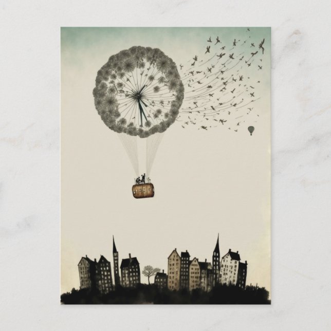 Dandelion Hot Air Balloon Postcard (Front)