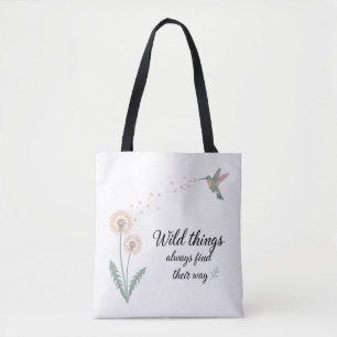 Dandelion Hummingbird Inspirational Design Tote Bag