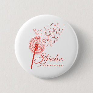 Dandelion I'm A Survivor Stroke Awareness Flower 6 Cm Round Badge