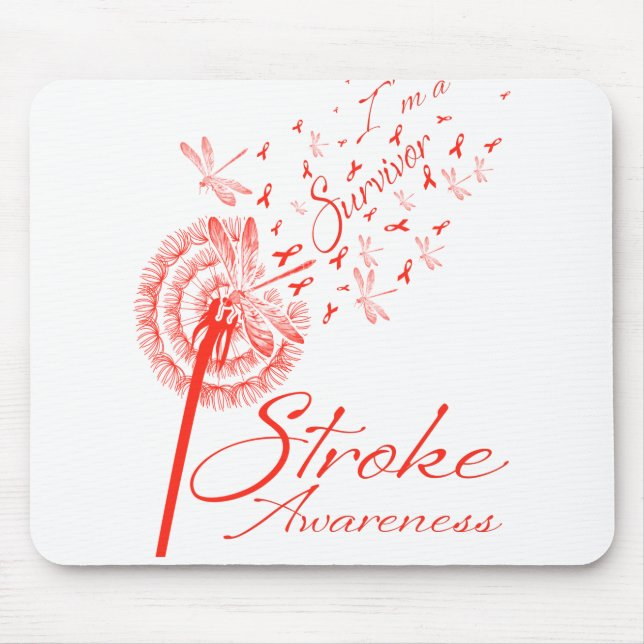 Dandelion I'm A Survivor Stroke Awareness Flower Mouse Mat (Front)