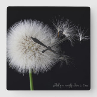 Dandelion in the breeze square wall clock