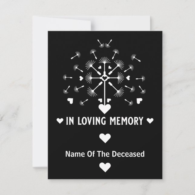 Dandelion In The Wind In Loving Memory  Card (Front)