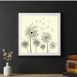 Dandelion Line Art Poster