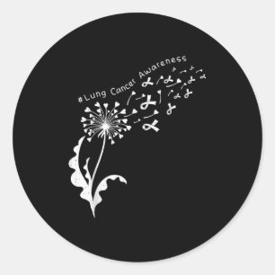 Dandelion Lung Cancer Awareness White Ribbon Suprt Classic Round Sticker