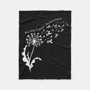 Dandelion Lung Cancer Awareness White Ribbon Suprt Fleece Blanket
