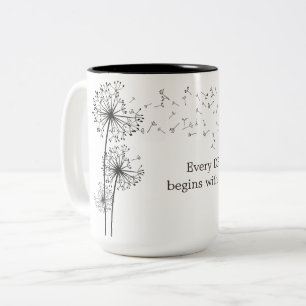 Dandelion Make A Wish Quote Two-Tone Coffee Mug
