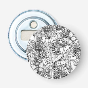 Dandelion meadow in black and white bottle opener
