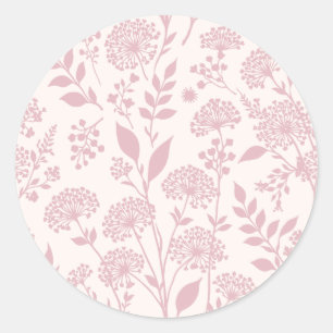 Dandelion Meadow Muted Rose - Neutral Classic Round Sticker