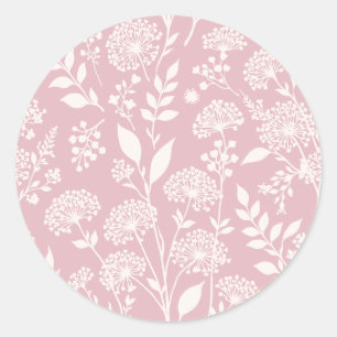 Dandelion Meadow Neutral - Muted Rose Classic Round Sticker