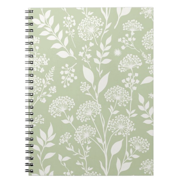 Dandelion Meadow Neutral - Soft Olive Notebook (Front)