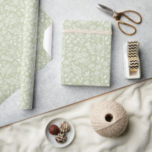 Dandelion Meadow Neutral - Soft Olive Wrapping Paper