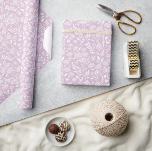 Dandelion Meadow Neutral - Warm Lilac Wrapping Paper