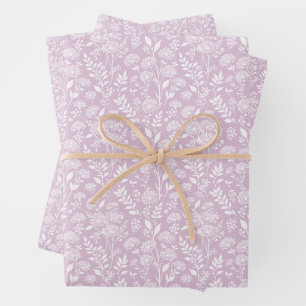 Dandelion Meadow Neutral - Warm Lilac Wrapping Paper Sheet