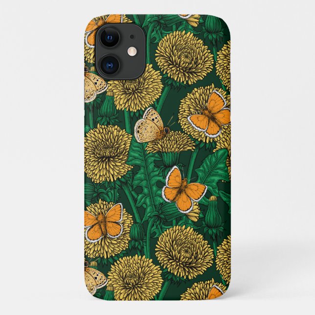 Dandelion meadow on dark green Case-Mate iPhone case (Back)