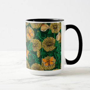 Dandelion meadow on dark green mug