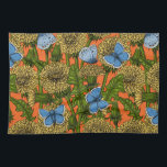Dandelion medow tea towel<br><div class="desc">Vector seamless pattern with dandelions and common blue butterflies.</div>