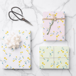 Dandelion Minimalist Floral Whimsical Ditsy Cute Wrapping Paper Sheet