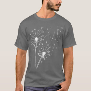 Dandelion Minimalist Musical Note Black and White T-Shirt