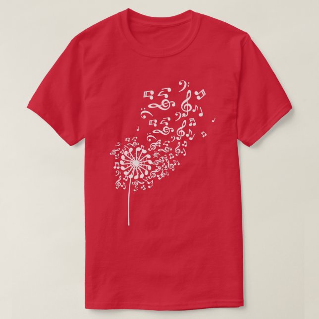 Dandelion Musical Notes Music Lover Nature Flower  T-Shirt (Design Front)